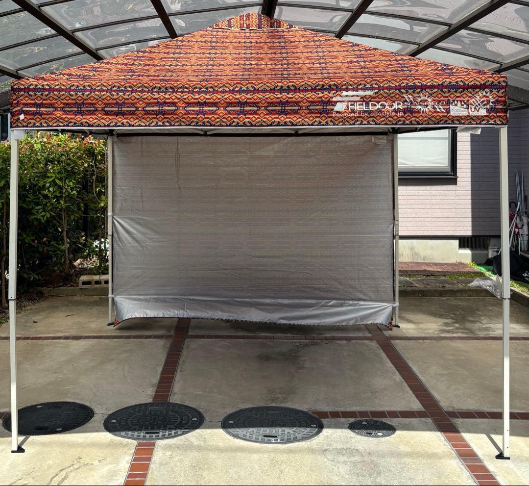 FIELDOOR タープテント 2.5m×2.5m サイドシート付（送料込）