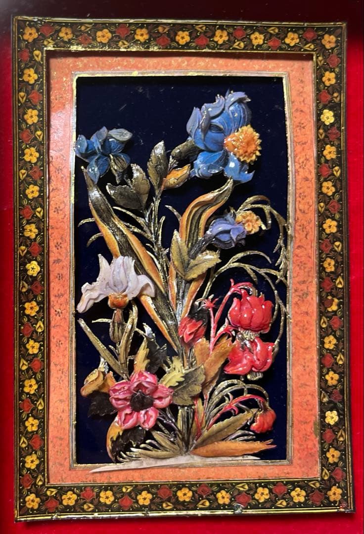 壁掛け　エナメルフラワー　アンティーク