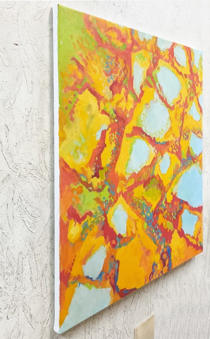 絵画 872 油絵/抽象画風/自然の造形/ひび割れ/S15号