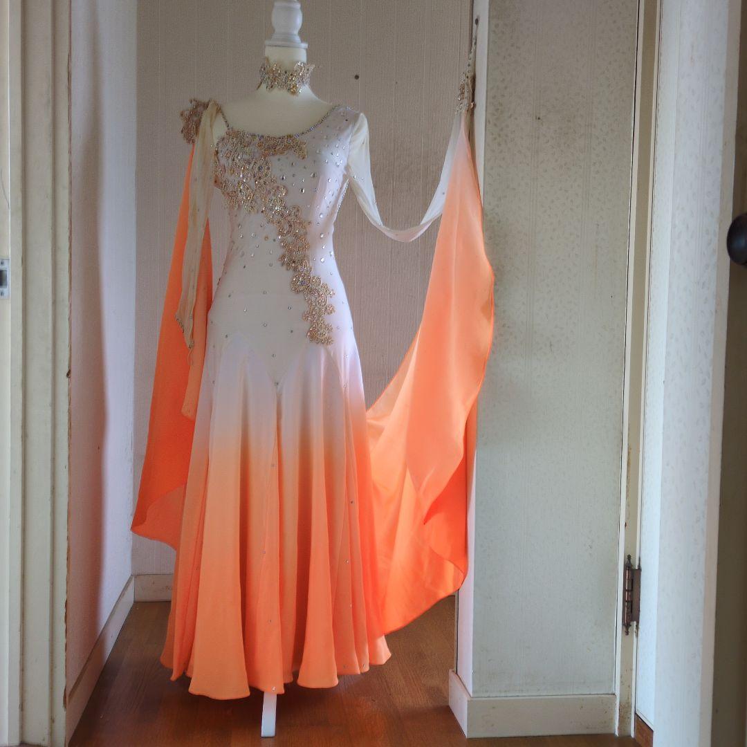 社交ダンス用ドレス オレンジのグラデーション