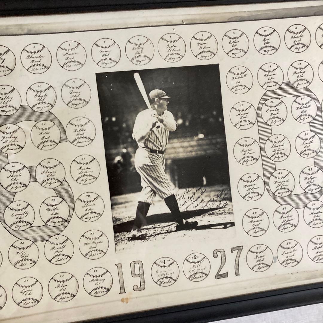 ベイブルースヤンキース60本ホームラン達成記念額縁