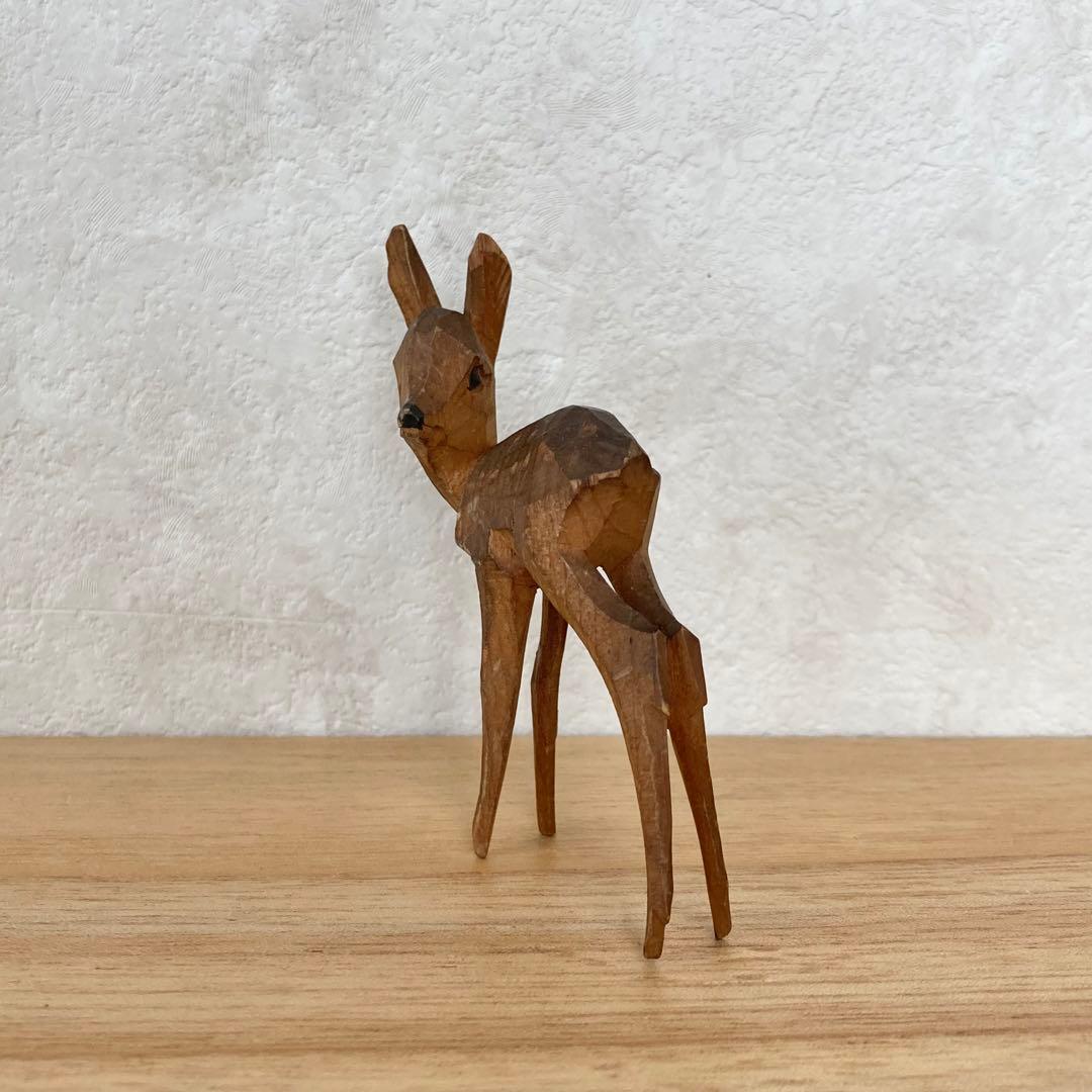 バンビ　木製　置物　人形　ドイツ　ヴィンテージ