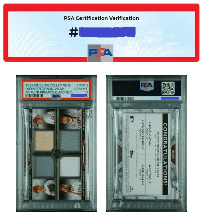 ゲームセンター・ゲームカード OHTANI/TROUT/RENDON/WALSH RELICS