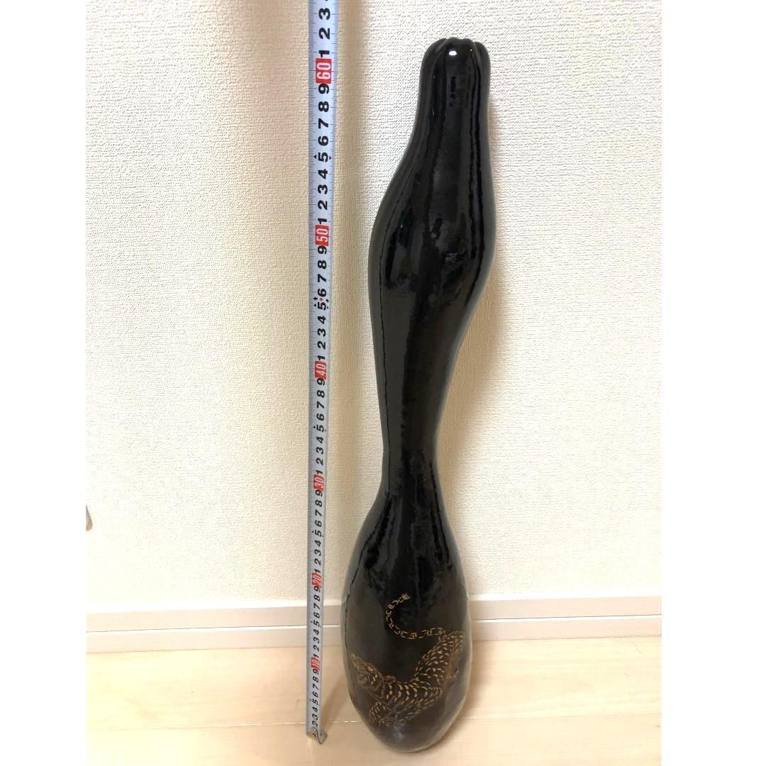 【漆絵 】 漆塗り 瓢箪 （黒漆） 大長ひょうたん ☆虎 #JE012