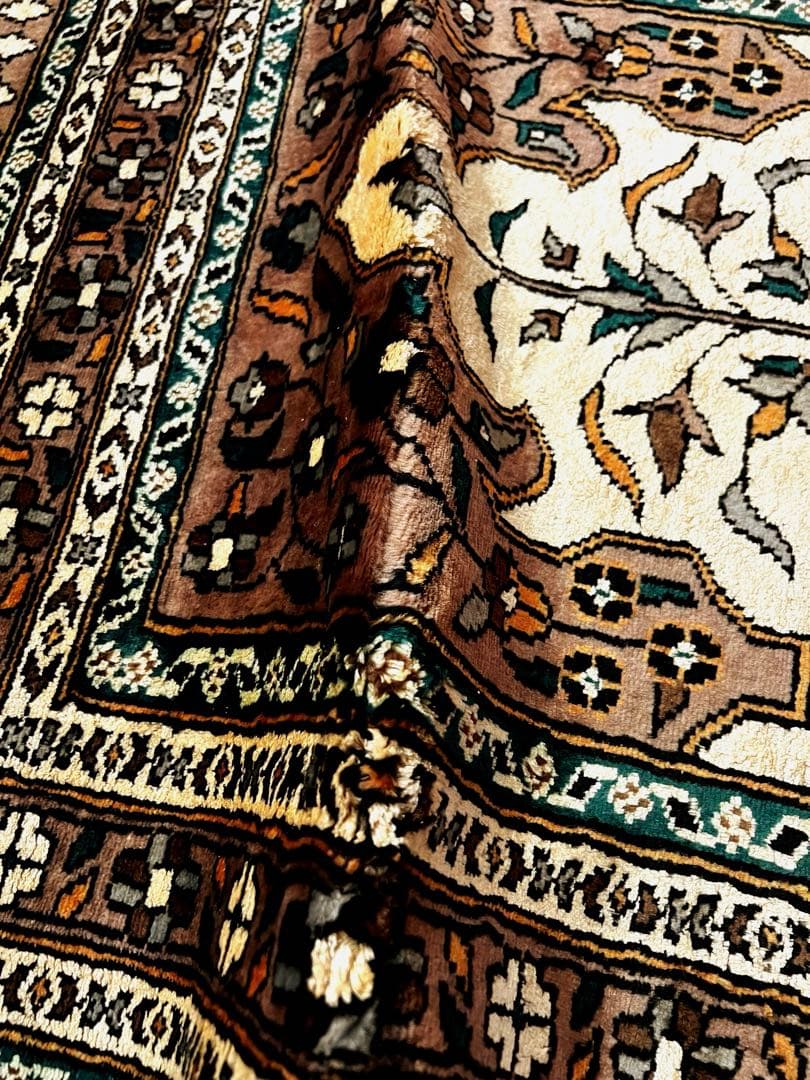 オールド ペルシャ絨毯 シルク125㎝ 難あり スペシャル 特価