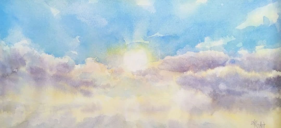 癒しの水彩画1081 天使の梯子