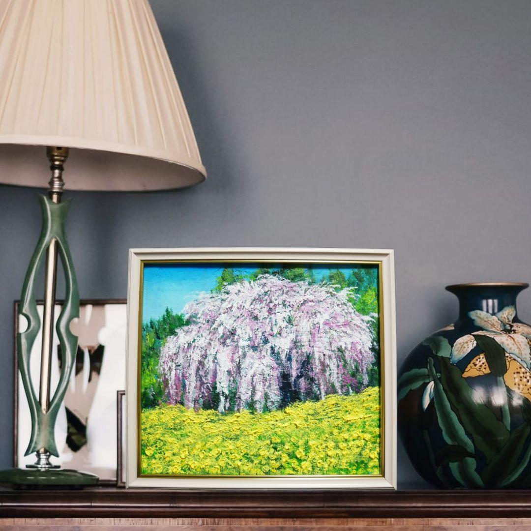 油絵 油彩 油彩画 絵 絵画 【しだれ桜】