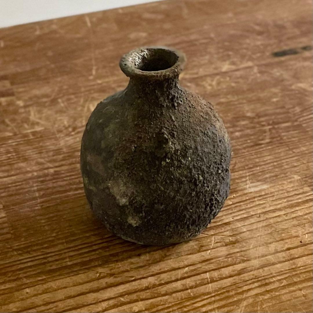 SNT12 古伊賀蹲花入　古伊賀　掛花入　茶道具　一輪挿 蹲 茶道具 蔵の整理品