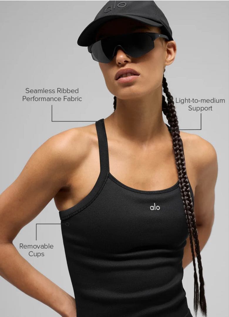 【タグ付き新品】Alo Yoga シームレスリブブラタンク Mサイズ ブラック