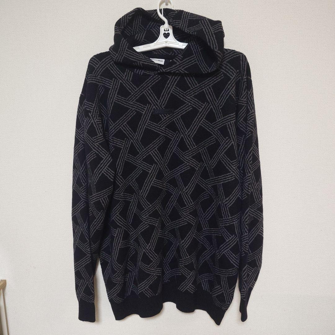 テーラーメイド フリース フード付きセーター メンズ 黒グレー