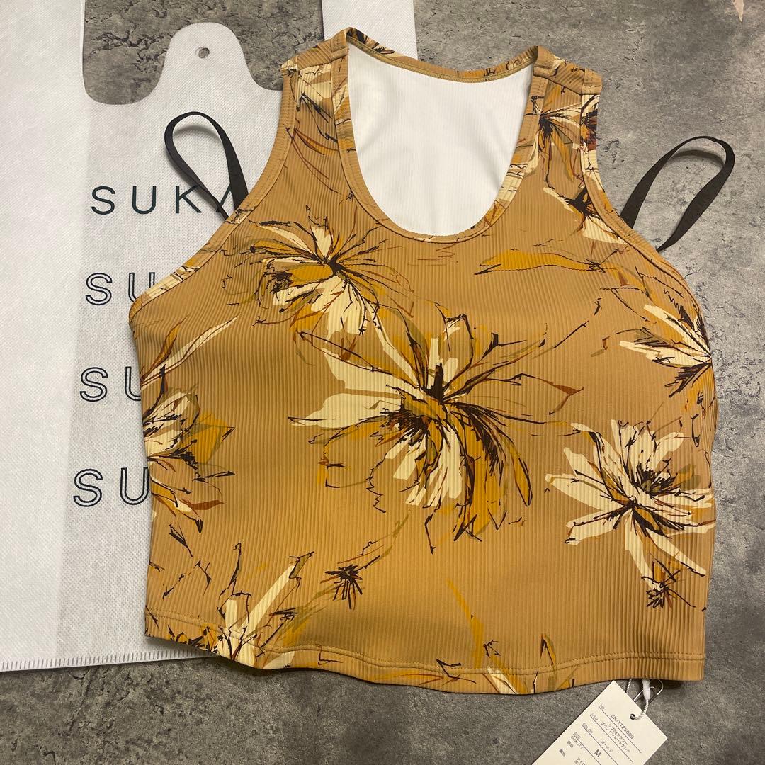新品☆新作SUKALAリブBig フラワープリントショートタンクトップ