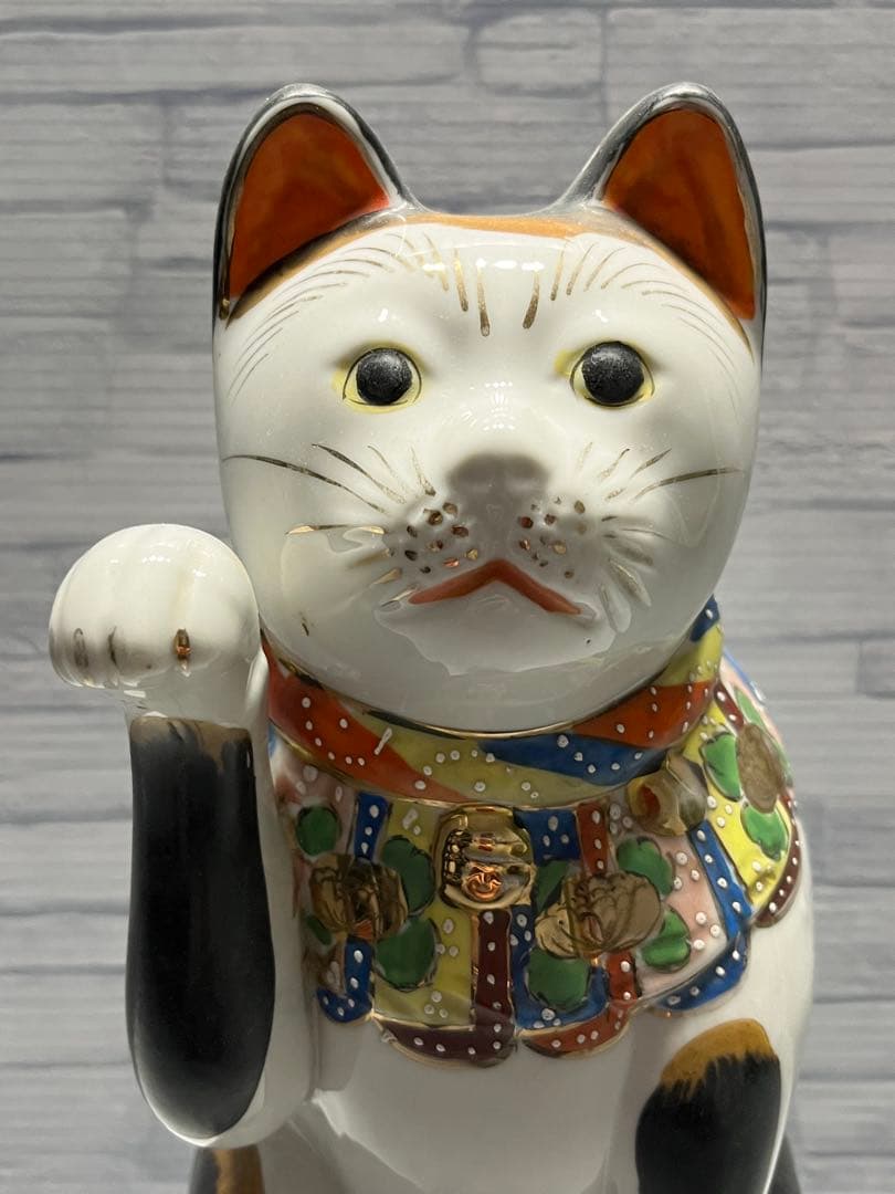 大正〜昭和初期　瀬戸　招き猫　ビッグサイズ　高さ　29cm