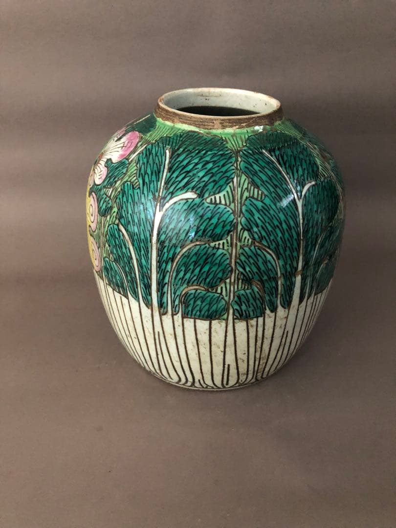 中国骨董　古美術　清朝　粉彩壺