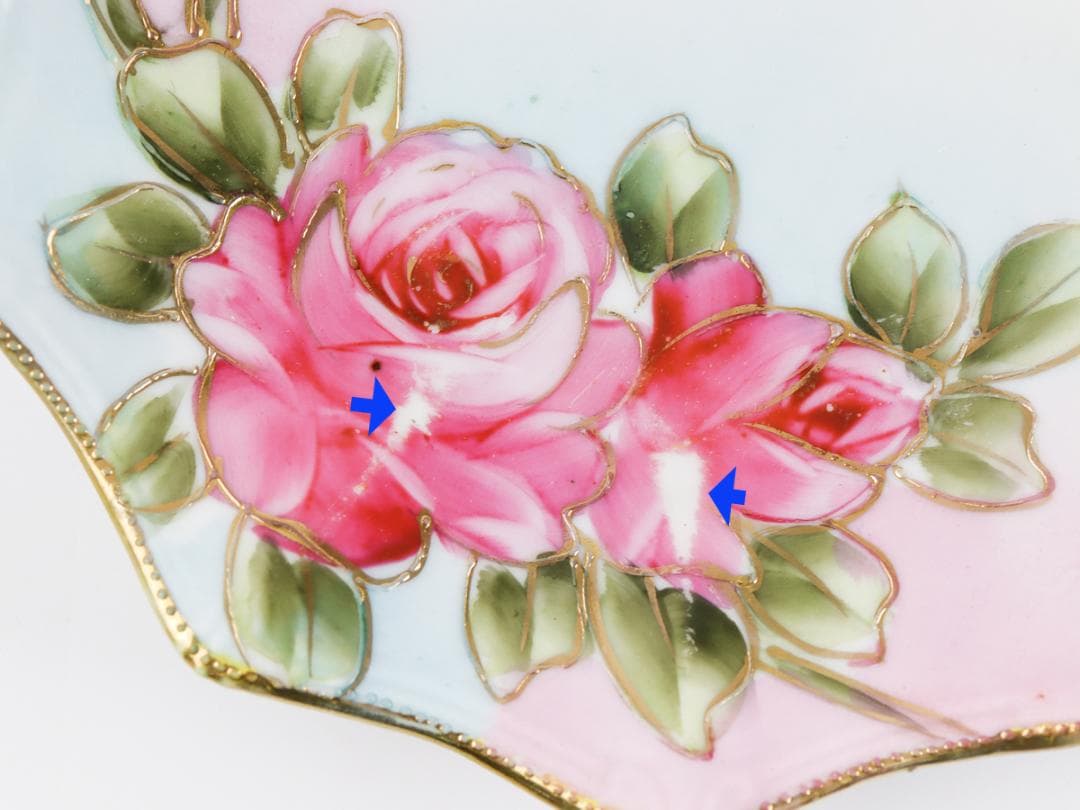 オールドノリタケ ハンドペイント 金彩薔薇絵 プレートセット 4枚 23cm