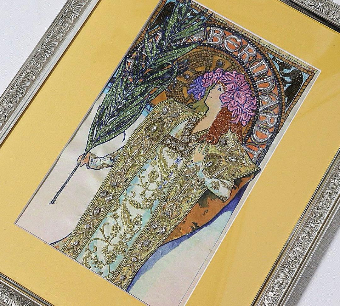 《アルフォンス・ミュシャ》箱付新品 定価46,200円 エンブロイド・アート