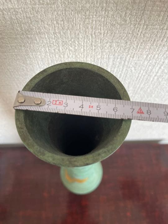 塗金銅花器 立鼓式 花瓶　花生　蔵六造　工芸品