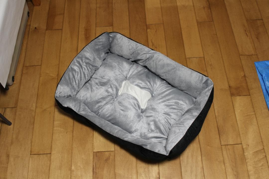 大型犬用ベッドクッション グレー×黒