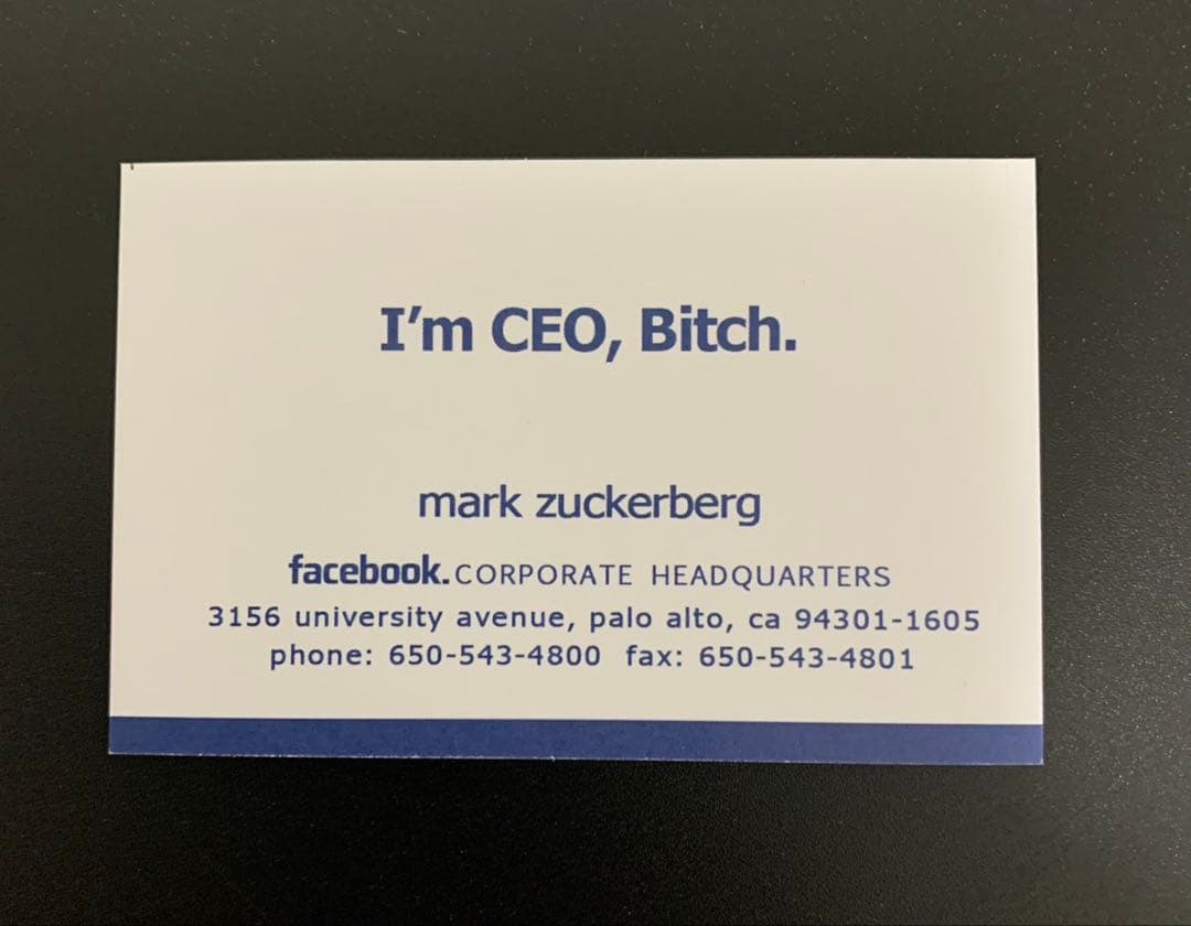 マーク・ザッカーバーグ 名刺 フェイスブック インスタ メタ 会長 兼 CEO