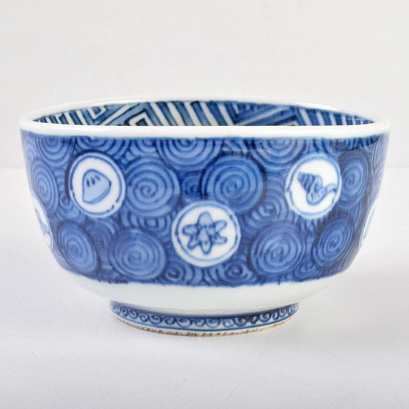 茶道具　九谷焼　染付　祥瑞写　茶碗　角福銘　即中斎極め箱　U　R9343