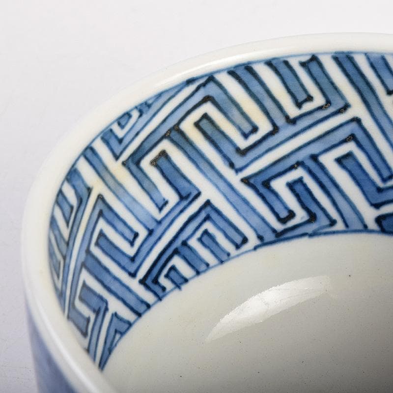 茶道具　九谷焼　染付　祥瑞写　茶碗　角福銘　即中斎極め箱　U　R9343