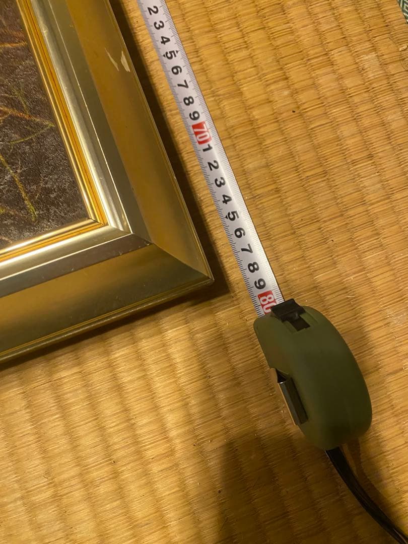 油彩画 スカルと三角形のアート高級感あるフレーム入り 約56cm x 79cm