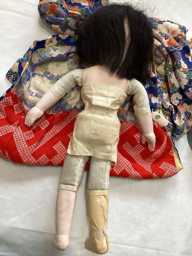 市松人形　人形師　伊藤直島作　昭和レトロ　抱き人形　吹子付き　ガラス眼　人毛