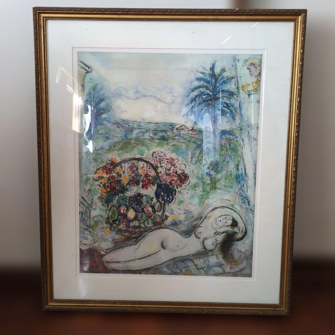 印象派 マルク・シャガールの リトグラフ 裸の女 約70cm x 50cm