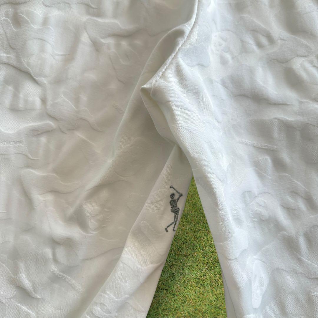 マークアンドロナ　パンツ　M〜L相当　白　ホワイト　総柄　スカル　迷彩　コットン