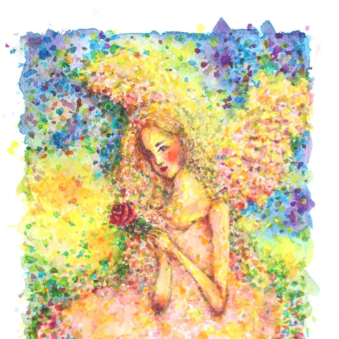 「祈りの天使2」水彩画 原画