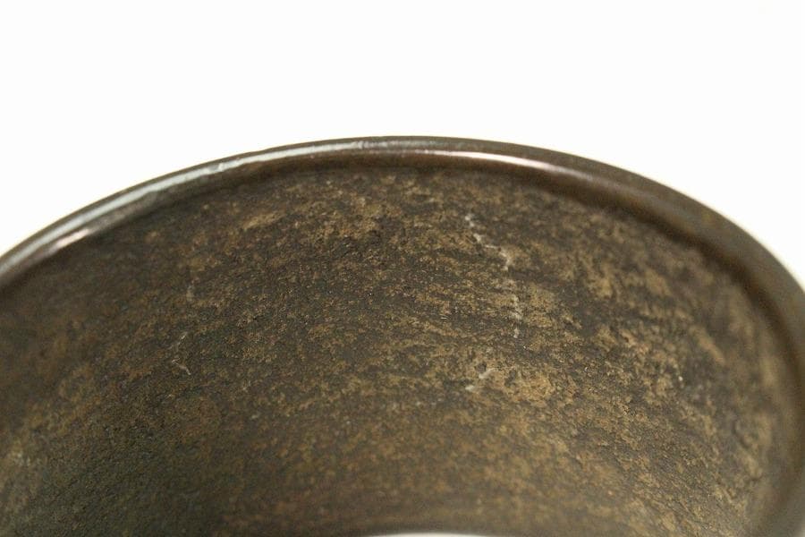 茶道具 古銅 渦模様 蓋置 時代箱 希少(K-XA864)