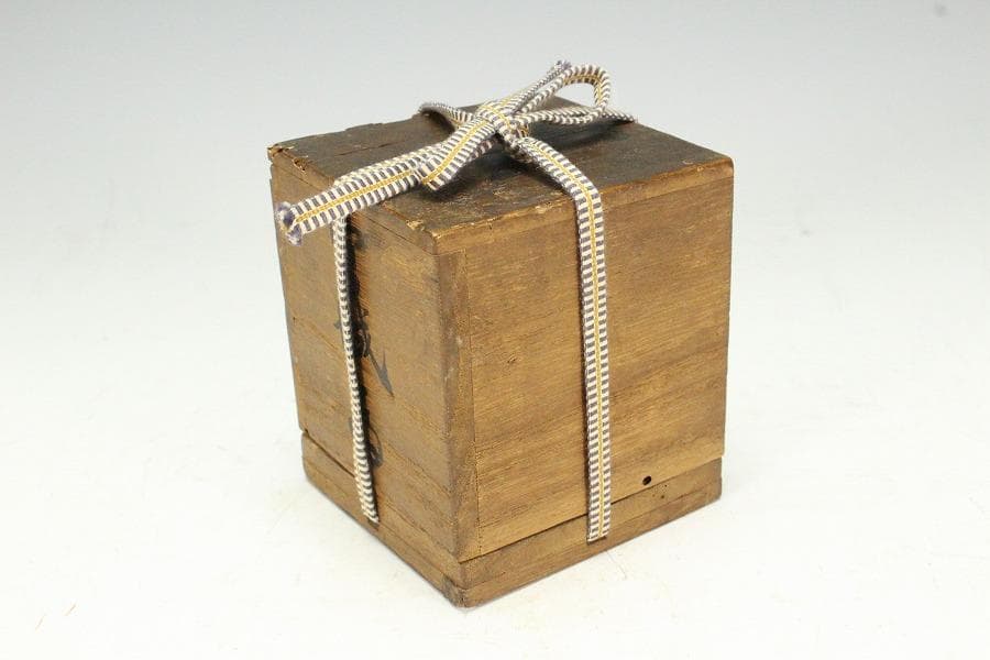 茶道具 古銅 渦模様 蓋置 時代箱 希少(K-XA864)