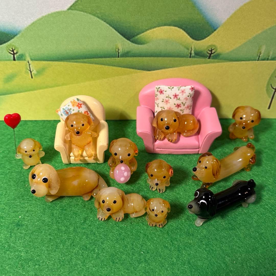 ダックスフンド　ガラス細工　ミニチュア