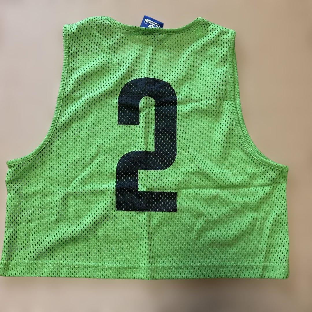 hummel 厚手メッシュビブス蛍光グリーン 2-11 ジュニア用