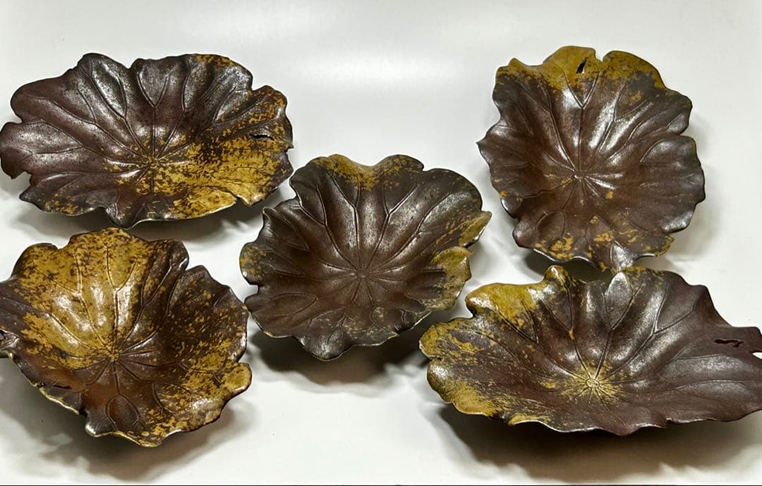 江戸時代　備前焼　蓮皿　五枚