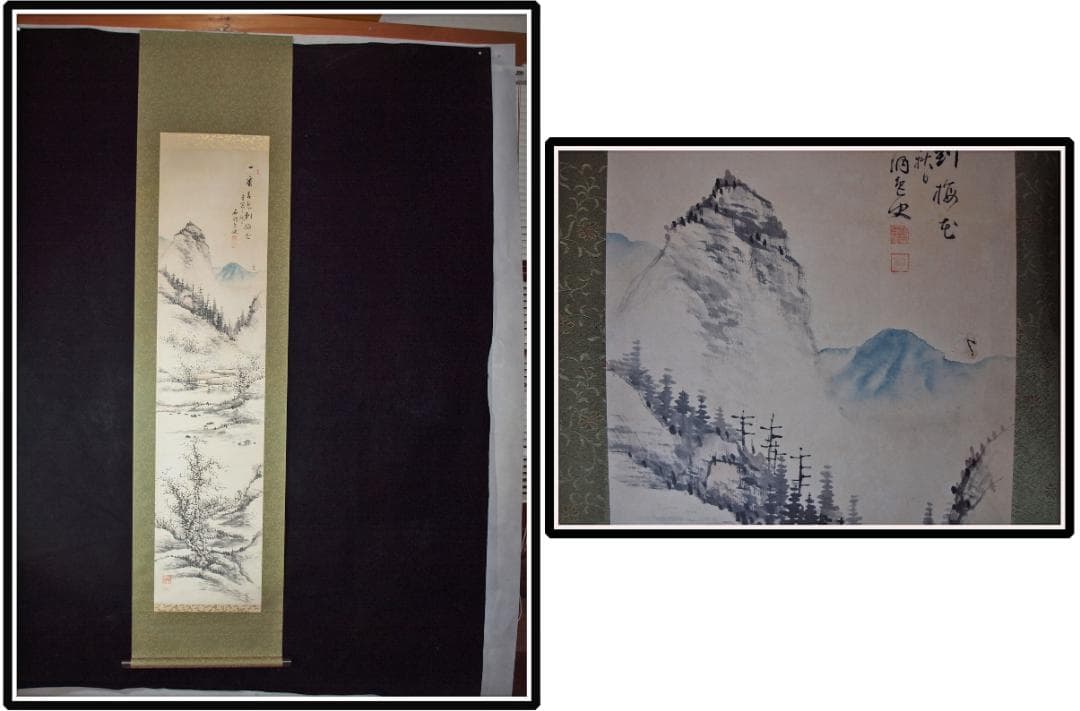 骨董市仕入れ品　日本時代の掛け軸その肉筆保証江戸鎌倉平安 X1028C3-2