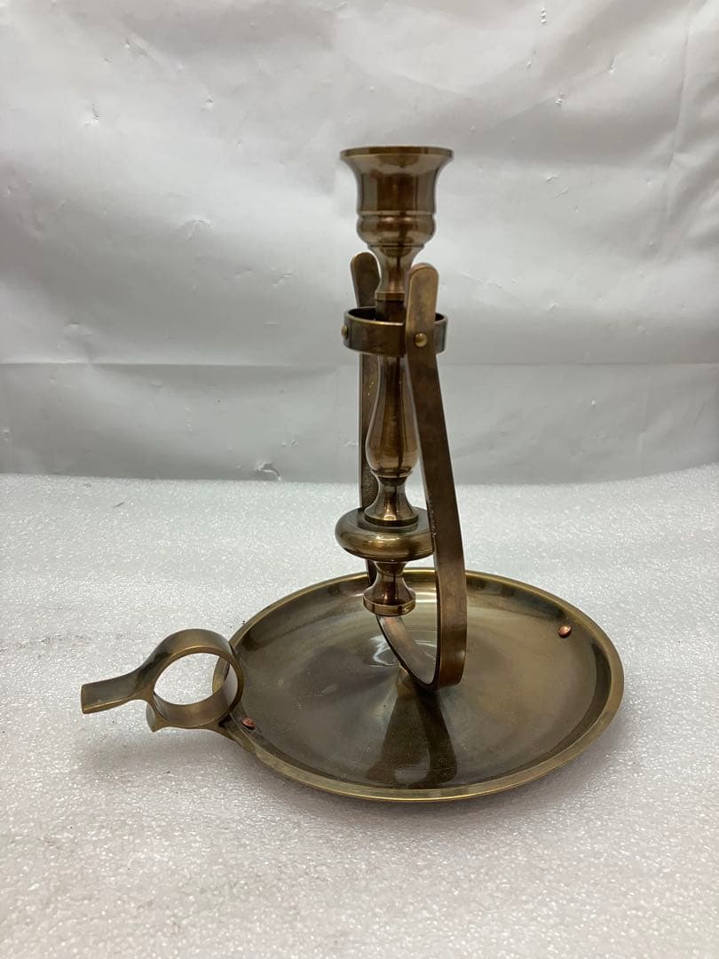 アンティーク キャンドルスタンド 真鍮製 可動式燭台 手持ち ロウソク立