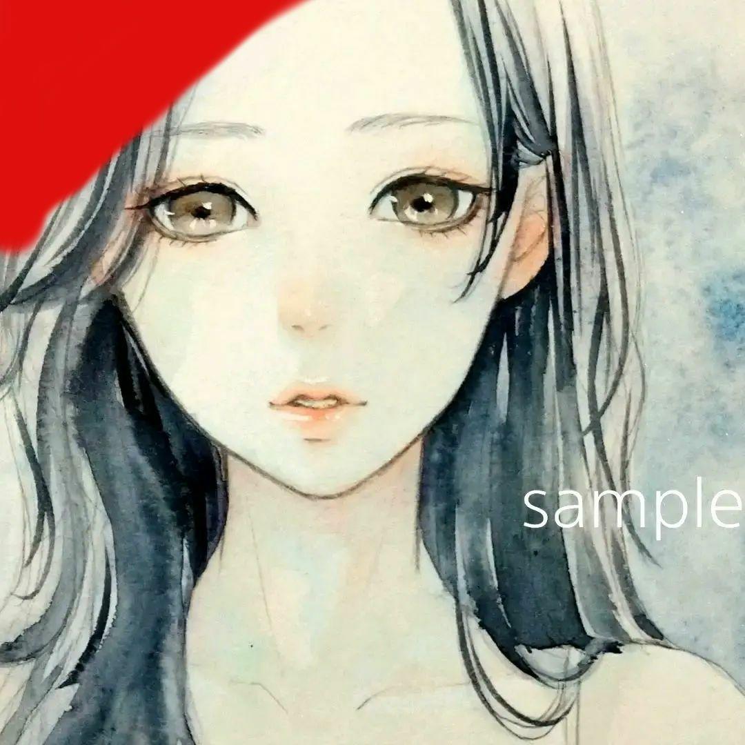 絵画　23827/E 手描きイラスト　グラビア　美人画　オリジナル