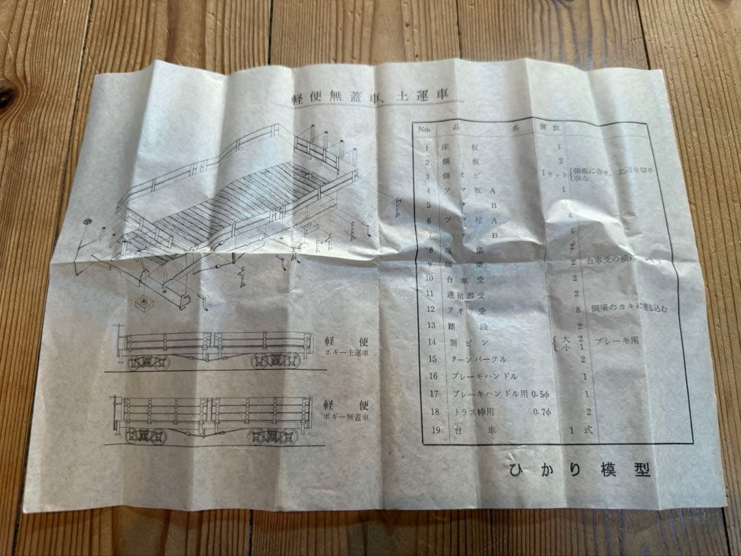 ひかり模型 軽便ボギー土運車 真鍮製 未組立キット 当時物 ナローゲージ