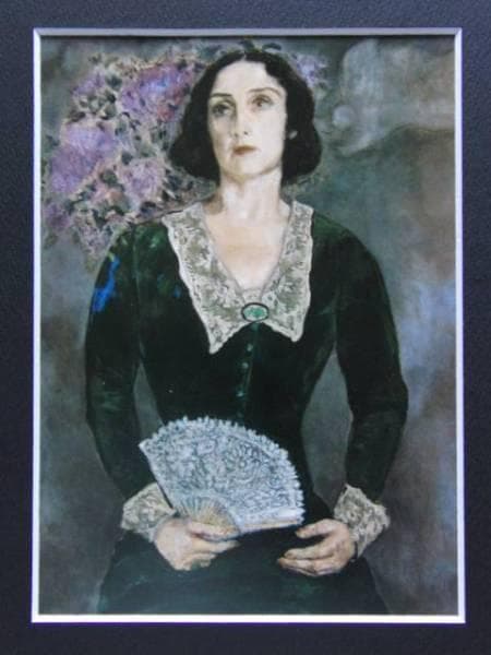 シャガール、緑衣のベラ、希少レゾネの一頁、 新品額装付