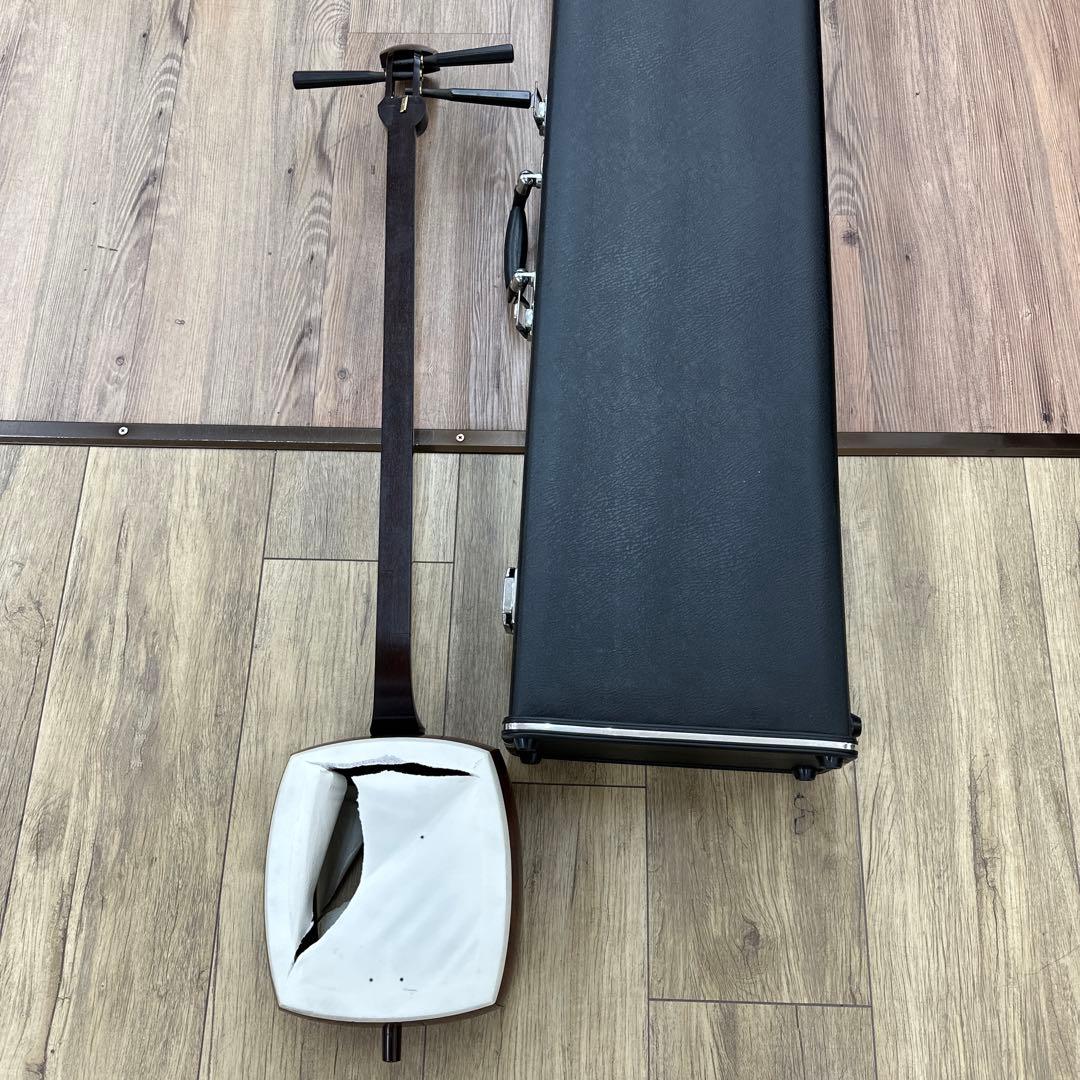 専用　K9刻印　金細子持綾杉　三味線　ケース付　約101㎝　東な7-1218②