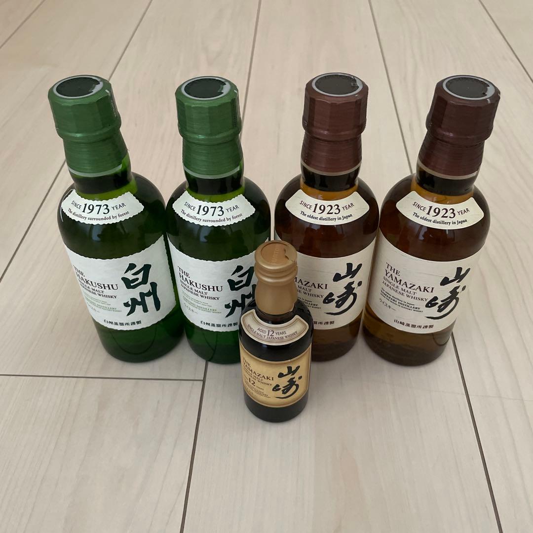 山崎180ml、白州 180ml、山崎12年50ml