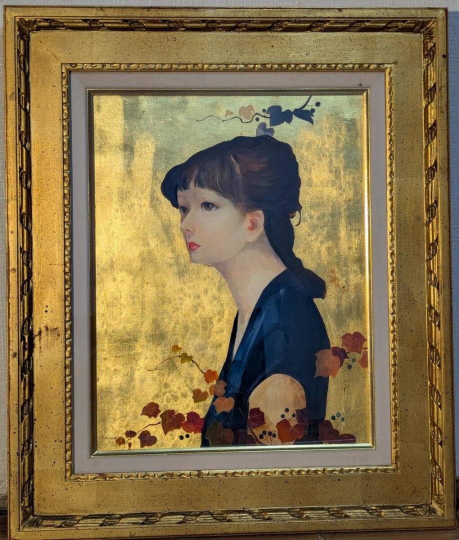 【真作】絵画　土野秀信　油彩6号　怜　現代美人画　箱・黄袋入　X153