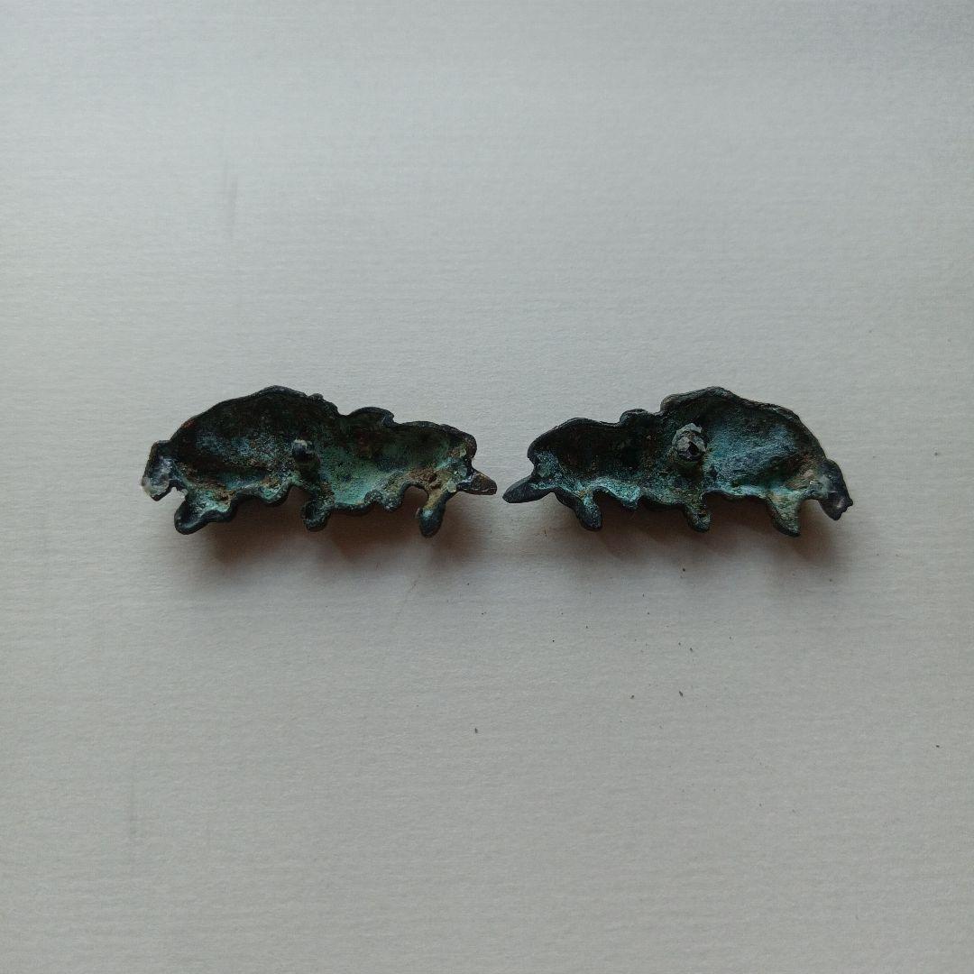 赤銅地金色絵 牛 目貫 江戸時代 鍔 小道具 刀剣