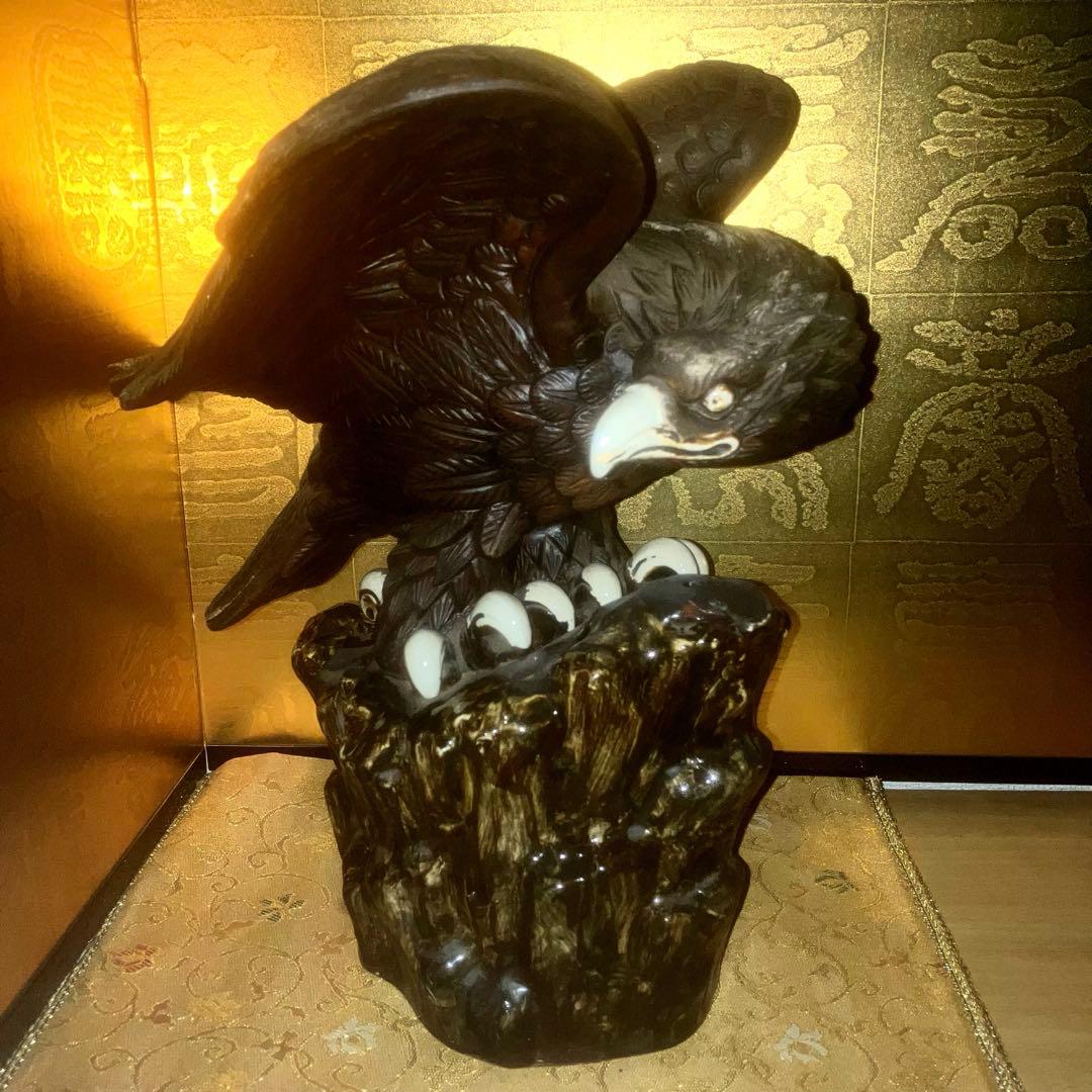 【超特級呪物】運気を鷲づかみする自由と成功の象徴　九谷焼　鷲のシンボル像　縁起物