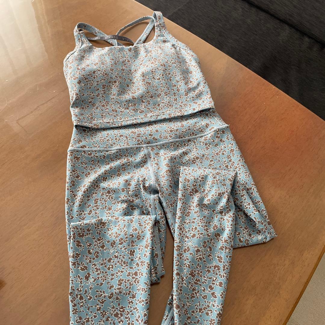 SUKALA ヨガウェア 水色 花柄 S 　　　上下セット