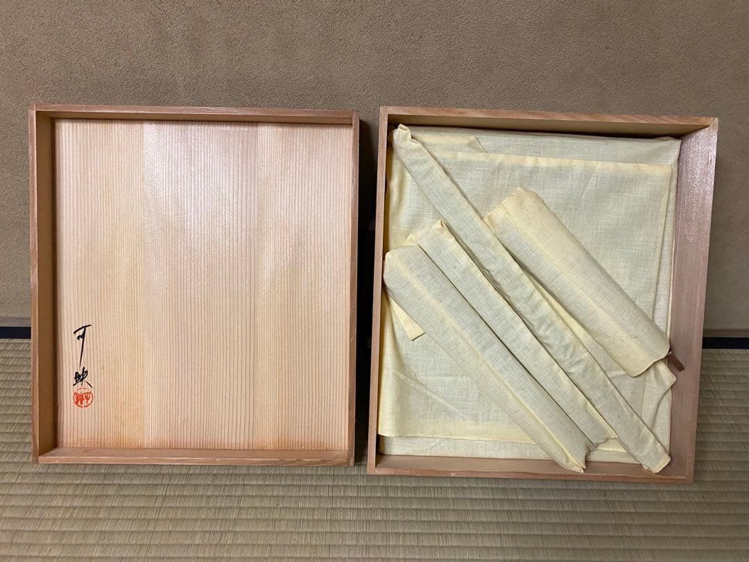 茶道具　棚　仙翁棚　渡辺可映作　木箱入り　黄袋付