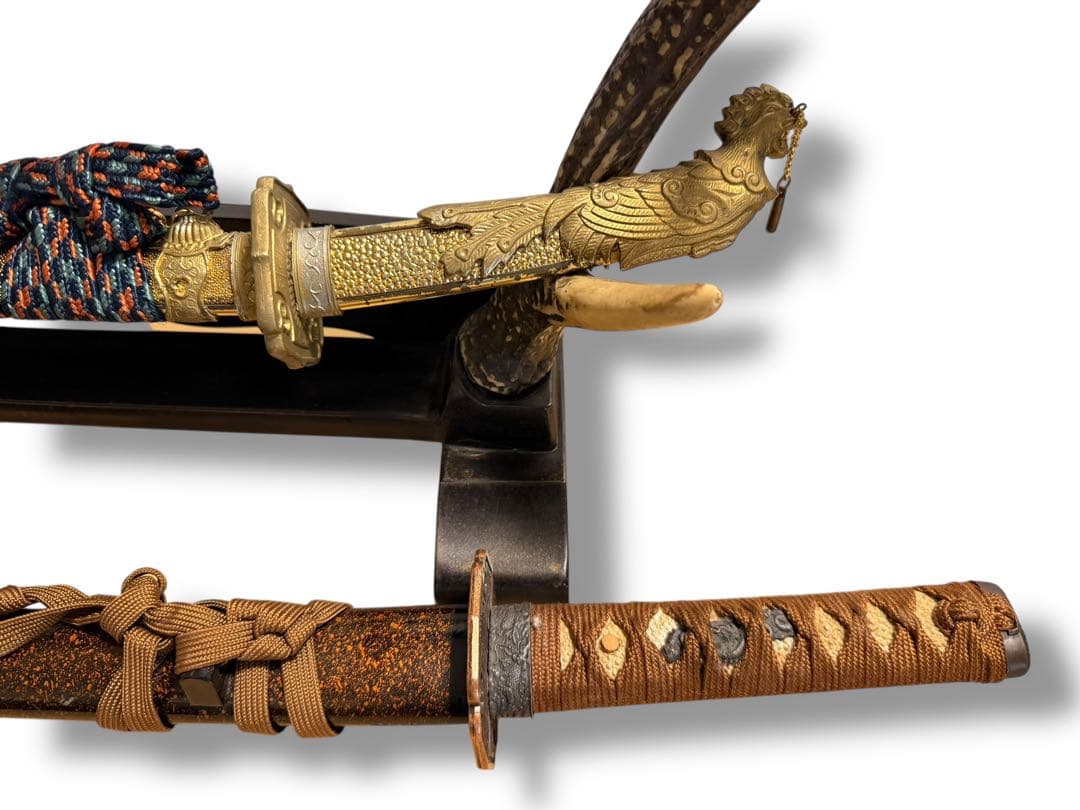 #模造刀 4振り鹿角風 刀剣ディスプレイセット