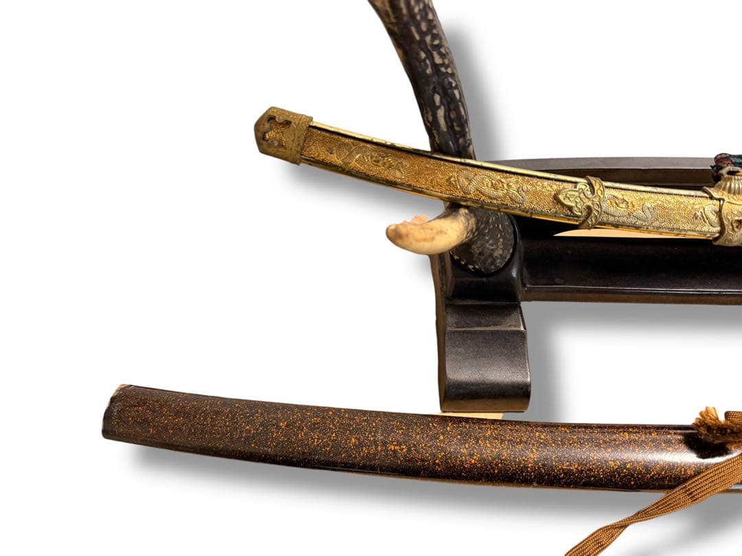 #模造刀 4振り鹿角風 刀剣ディスプレイセット