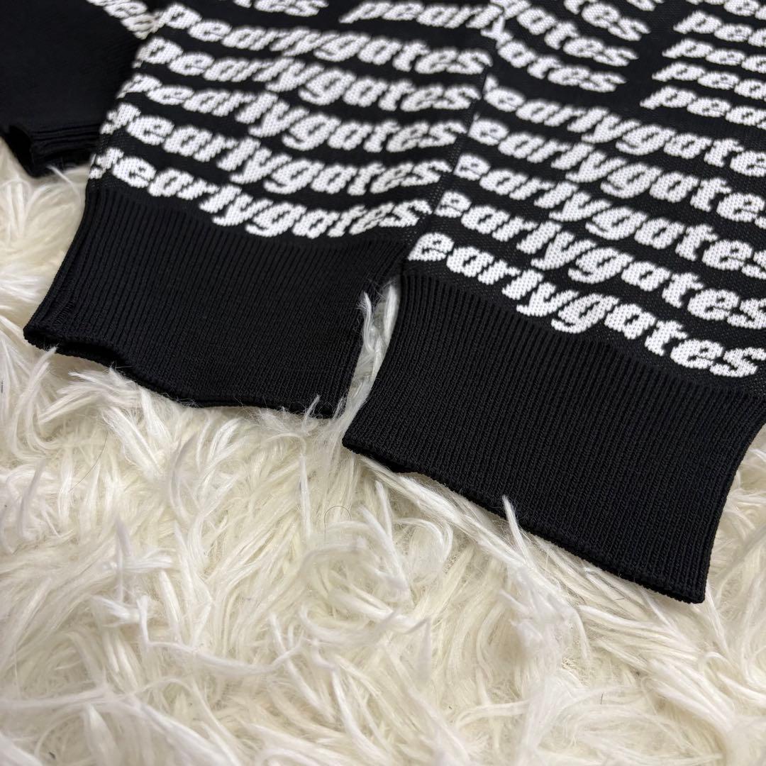 【未使用級・美品】 パーリーゲイツ PGロゴ総柄 ニット サイズ5 L 黒 白