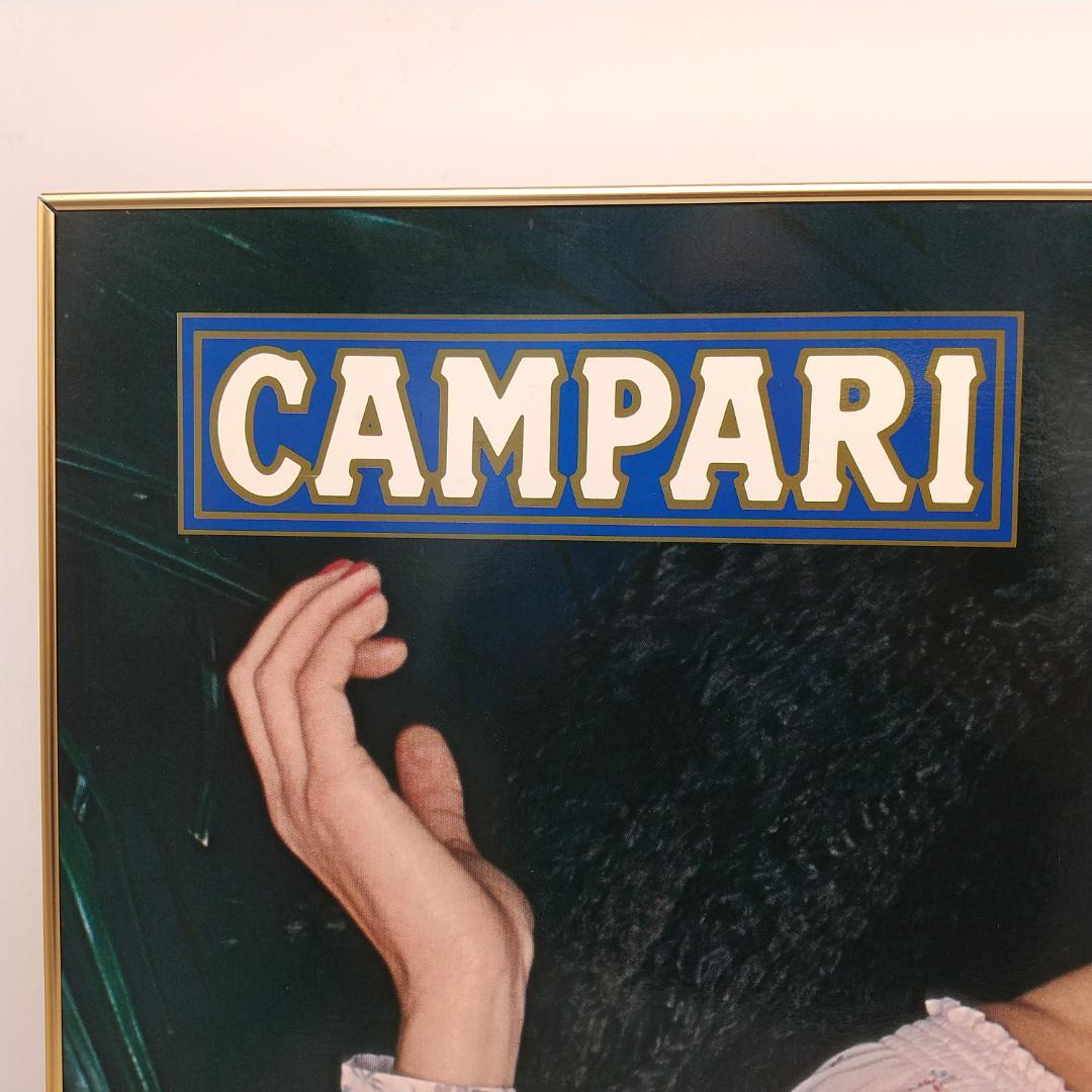 2740番 昭和レトロ カンパリ パネル時計 女性柄立て看板 店舗什器 古道具